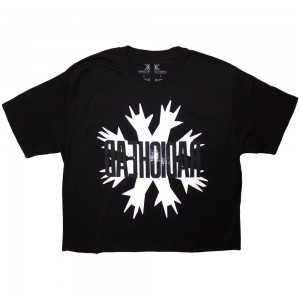 Radiohead Ladies Crop Top: Cut Hands (Black) (X-Large)