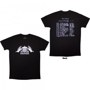 Radiohead Unisex Organic T-Shirt: Bearhead Crest (Black) (Back Print) (X-Large)