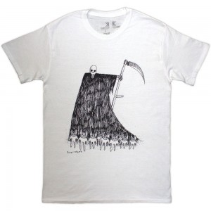 Radiohead Unisex Organic T-Shirt: Grim Reaper (White) (Small)