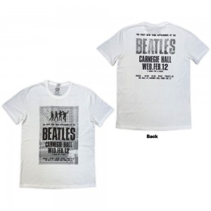 The Beatles Unisex T-Shirt: Tour ´64 Carnegie Hall (White) (Back Print) (XX-Large)
