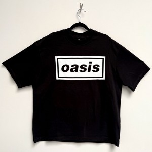 Oasis Unisex Oversized Boxy T-Shirt: Decca Logo (Black) (Large)