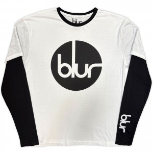 Blur Unisex Layered Long Sleeve T-Shirt: Circle Logo (Black & White) (Sleeve Print) (Medium)