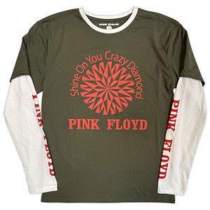 Pink Floyd Unisex Layered Long Sleeve T-Shirt: Shine On (Green & White) (Sleeve Print) (XX-Large)