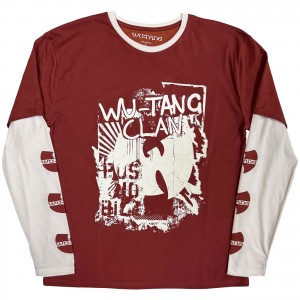 Wu-Tang Clan Unisex Layered Long Sleeve T-Shirt: Graffiti (Red & White) (Sleeve Print) (XX-Large)