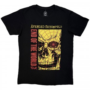 Avenged Sevenfold Unisex Carbon T-Shirt: End Of The World Tour (Black) (Medium)
