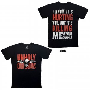 Avenged Sevenfold Unisex Carbon T-Shirt: Unholy Confessions (Black) (Back Print) (XX-Large)