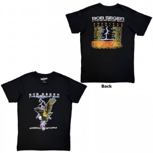 Bob Seger & The Silver Bullet Band Unisex Carbon T-Shirt: American Storm (Black) (Back Print) (XX-Large)