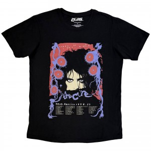 The Cure Unisex Carbon T-Shirt: North American Tour ´23 Poster (Black) (Large)