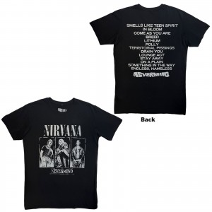 Nirvana Unisex Carbon T-Shirt: Nevermind Tracklist (Black) (Back Print) (Medium)