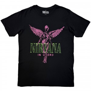 Nirvana Unisex Carbon T-Shirt: In Utero Purple Angel (Black) (X-Large)