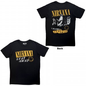 Nirvana Unisex Carbon T-Shirt: Stay Away (Black) (Back Print) (Large)