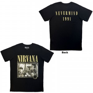 Nirvana Unisex Carbon T-Shirt: Nevermind ´91 Hotel Photo (Black) (Back Print) (XX-Large)