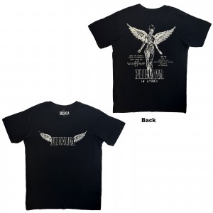 Nirvana Unisex Carbon T-Shirt: In Utero Tracklist (Black) (Back Print) (Small)