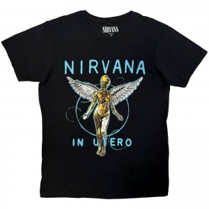 Nirvana Unisex Carbon T-Shirt: In Utero Neon Blue (Black) (X-Large)