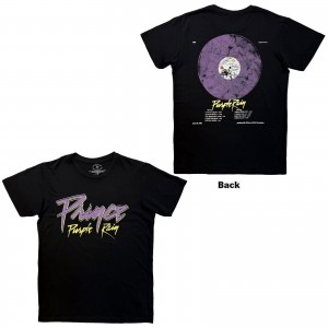 Prince Unisex Carbon T-Shirt: Purple Rain 40th Anniversary (Black) (Back Print) (X-Large)