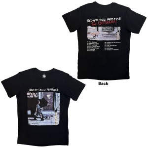 Red Hot Chili Peppers Unisex Carbon T-Shirt: The Getaway Tracklist (Black) (Back Print) (Large)