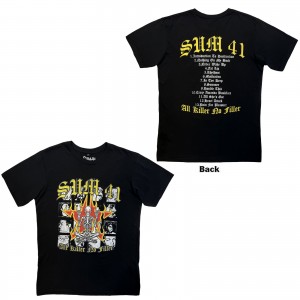 Sum 41 Unisex Carbon T-Shirt: All Killer No Filler Tracklist (Black) (Back Print) (Large)