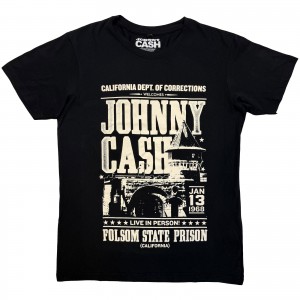 Johnny Cash Unisex Carbon T-Shirt: Prison Poster (Black) (Large)