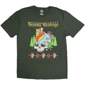 Grateful Dead Unisex T-Shirt: Grateful Greetings (Green) (Medium)