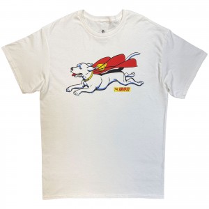DC Comics Unisex T-Shirt: Superman Krypto Flying (White) (XX-Large)