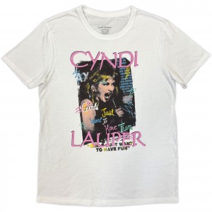Cyndi Lauper Unisex T-Shirt: Singing (White)