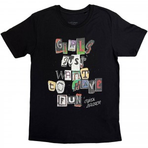 Cyndi Lauper Unisex T-Shirt: GJWTHF Cut Outs (Black)
