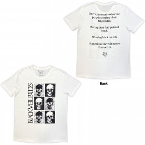 Black Veil Brides Unisex T-Shirt: Skulls (White) (Back Print)
