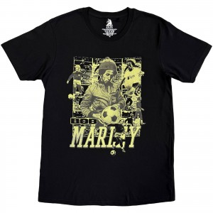 Bob Marley Unisex T-Shirt: Football Collage (Black) (Small)