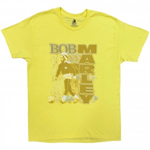 Bob Marley Unisex T-Shirt: Football (Yellow) (X-Large)