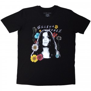 Selena Gomez Unisex T-Shirt: Floral Collage (Black) (X-Large)
