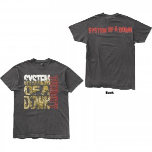 System Of A Down Unisex T-Shirt: Toxicity Stack (Charcoal Grey) (Back Print) (Large)