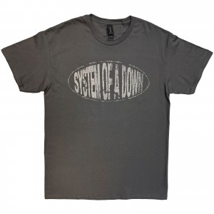 System Of A Down Unisex T-Shirt: Stretched Logo (Charcoal Grey) (XX-Large)