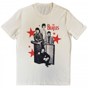 The Beatles Unisex T-Shirt: Red Stars (Natural) (Small)