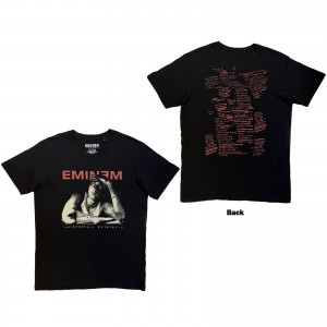 Eminem Unisex T-Shirt: Eminem Script Lyrics (Black) (Back Print) (Large)