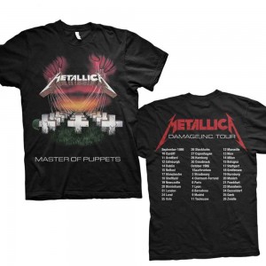Metallica Unisex T-Shirt: Master of Puppets European Tour ´86. (Black) (Back Print) (Medium)