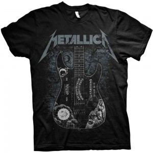 Metallica Unisex T-Shirt: Hammett Ouija Guitar (Black) (Large)