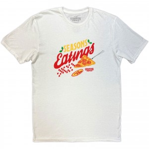 Stranger Things Unisex T-Shirt: Season Of Eating Pizza (White) (Medium)