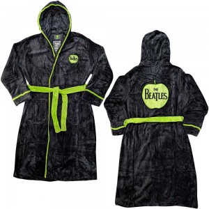 The Beatles Unisex Bathrobe: Apple (Black) (Back Print) (Small - Medium)