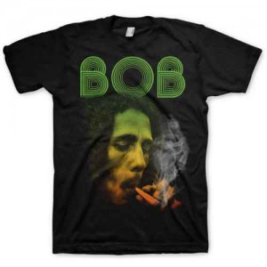Bob Marley Unisex T-Shirt: Smoking Da Erb (Black) (X-Large)