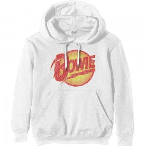 David Bowie Unisex Pullover Hoodie: Vintage Diamond Dogs Logo (White) (X-Large)