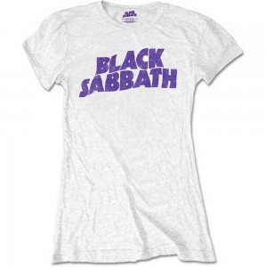 Black Sabbath Ladies Retail Pack T-Shirt: Wavy Logo Vintage (White) (Medium)