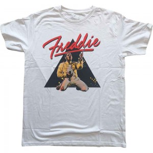Freddie Mercury Unisex T-Shirt: Triangle (White) (X-Large)