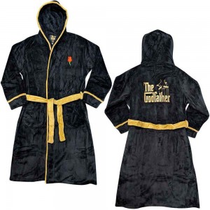 The Godfather Unisex Bathrobe: Rose & Logo (Black) (Back Print) (Small - Medium)