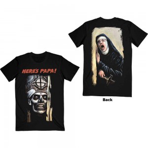 Ghost Unisex T-Shirt: Here´s Papa (Black) (Back Print) (X-Large)