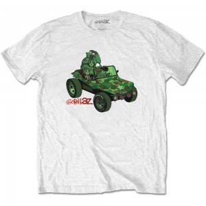 Gorillaz Unisex T-Shirt: Green Jeep (White) (X-Large)