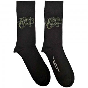 Johnny Cash Unisex Ankle Socks: Text Logo (Black) (UK Size 7 - 11)