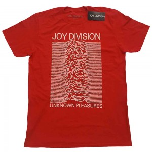 Joy Division Unisex T-Shirt: Unknown Pleasures White On Red (Red) (Medium)
