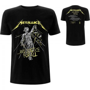 Metallica Unisex T-Shirt: And Justice For All Tracks (Black) (Back Print) (X-Large)
