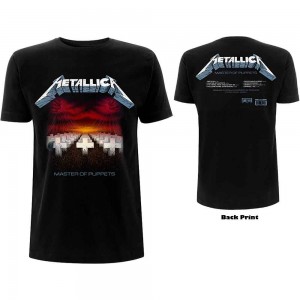Metallica Unisex T-Shirt: Master of Puppets Tracks (Black) (Back Print) (Medium)