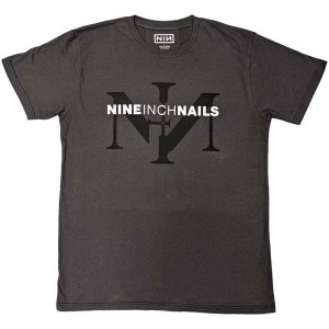 Nine Inch Nails Unisex T-Shirt: Icon & Logo (Charcoal Grey) (Large)